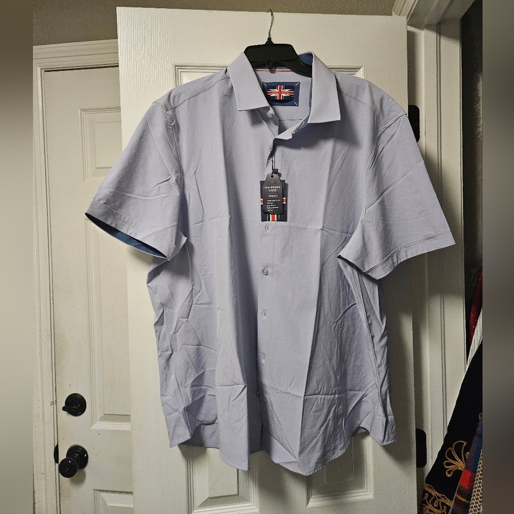 Soul Of London Short-Sleeve Light Blue Men's Button-Up Shirt NWT